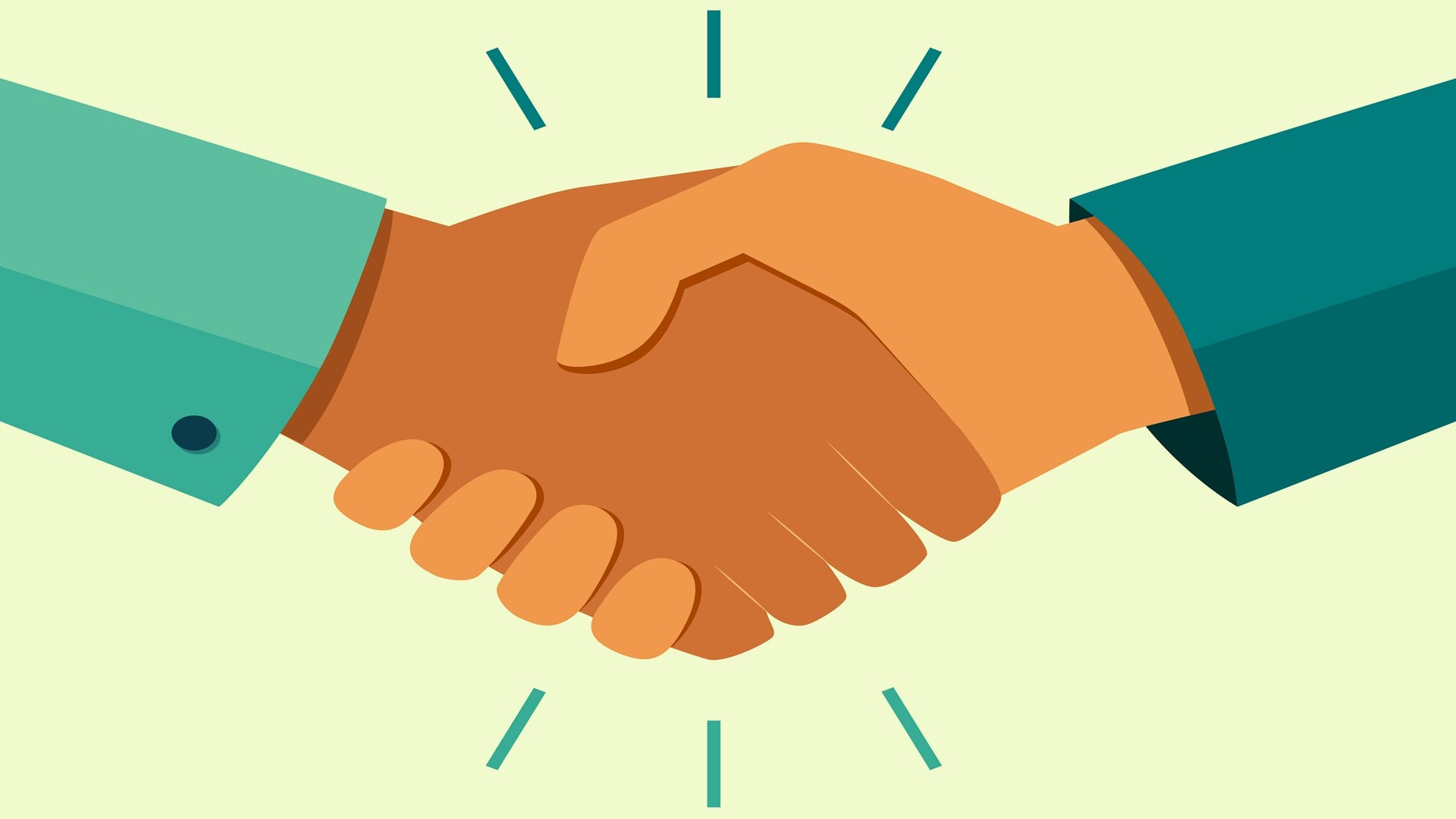 Handshake of business partners. Business handshake. Successful deal. Vector flat style illustration