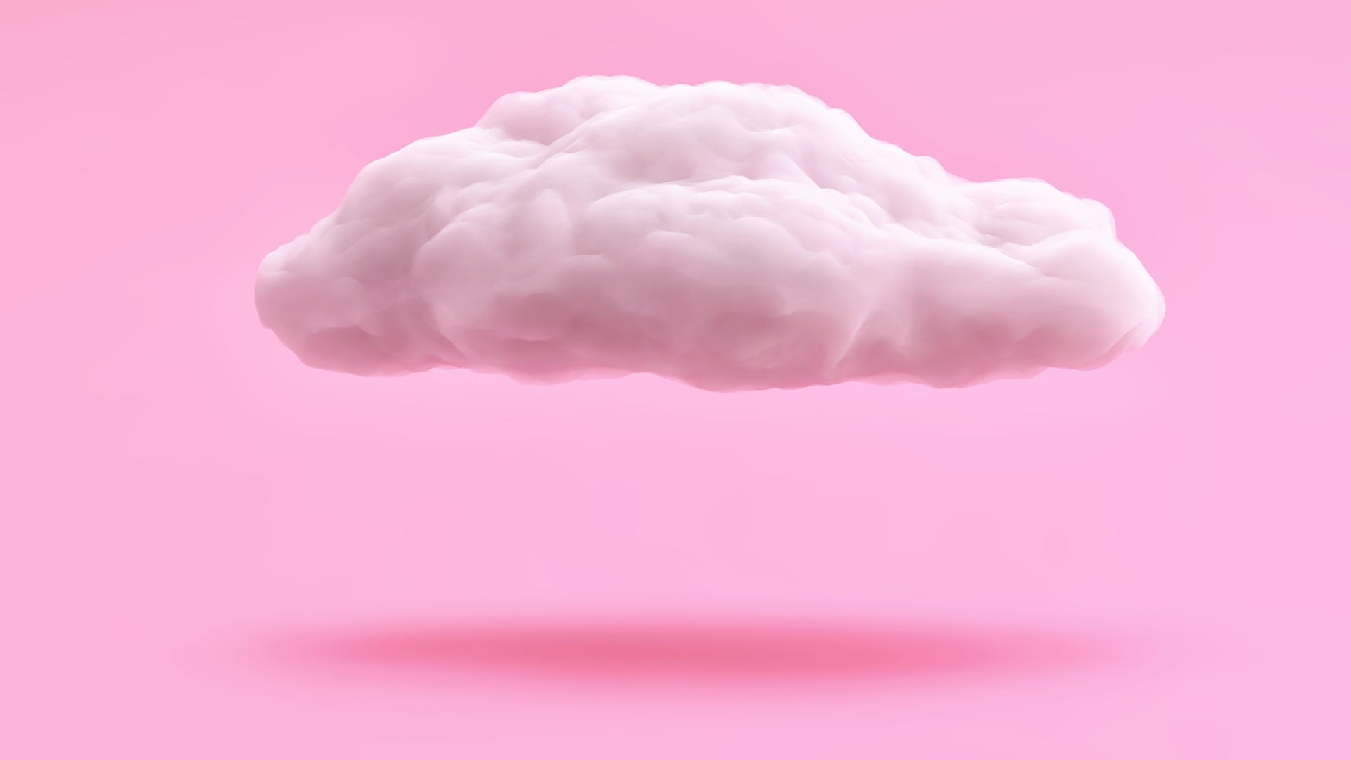 White cloud isolated on pink background. 3D redering with clipping path