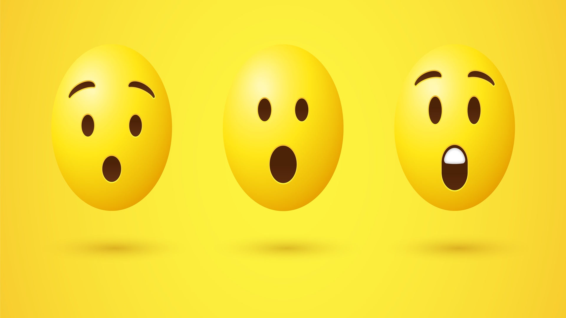 3d Surprised emoticon, shocked emoticon, wow emoji face in 3d, e